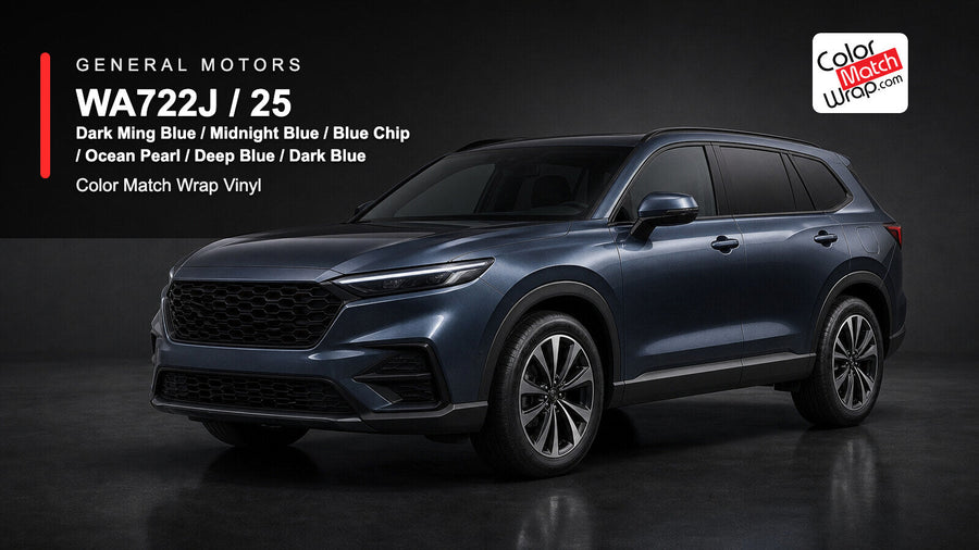 GM WA722J / 25 Dark Ming Blue / Midnight Blue / Blue Chip / Ocean Pearl / Deep Blue / Dark Blue Color Match Wrap Vinyl generated SUV graphic