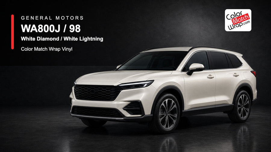 GM WA800J / 98 White Diamond / White Lightning Color Match Wrap Vinyl generated SUV graphic