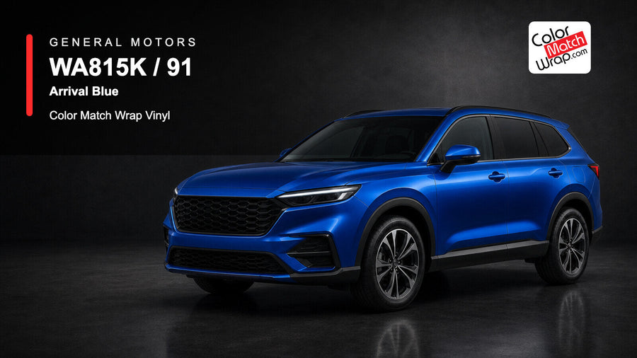 GM WA815K / 91 Arrival Blue Color Match Wrap Vinyl generated SUV graphic