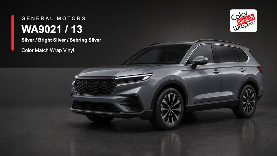 GM WA9021 / 13 Silver / Bright Silver / Sebring Silver Color Match Wrap Vinyl generated SUV graphic