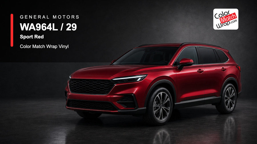 GM WA964L / 29 Sport Red Color Match Wrap Vinyl generated SUV graphic