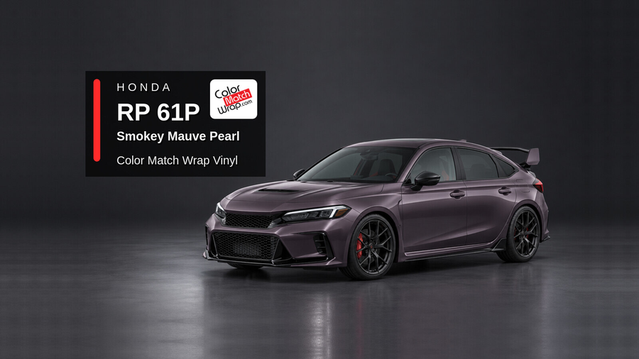 Illustrative Civic Type R-inspired hatchback in Honda RP 61P Smokey Mauve Pearl with Color Match Wrap branding