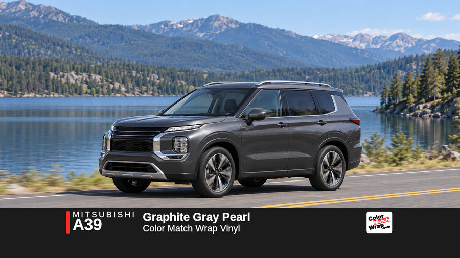 Illustrative Outlander-inspired SUV in Mitsubishi A39 Graphite Gray Pearl with Color Match Wrap branding