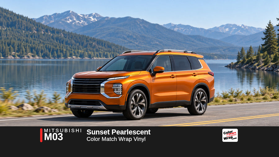 Illustrative Outlander-inspired SUV in Mitsubishi M03 Sunset Pearlescent with Color Match Wrap branding