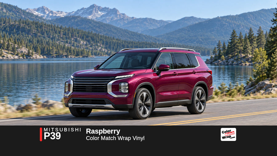 Illustrative Outlander-inspired SUV in Mitsubishi P39 Raspberry with Color Match Wrap branding
