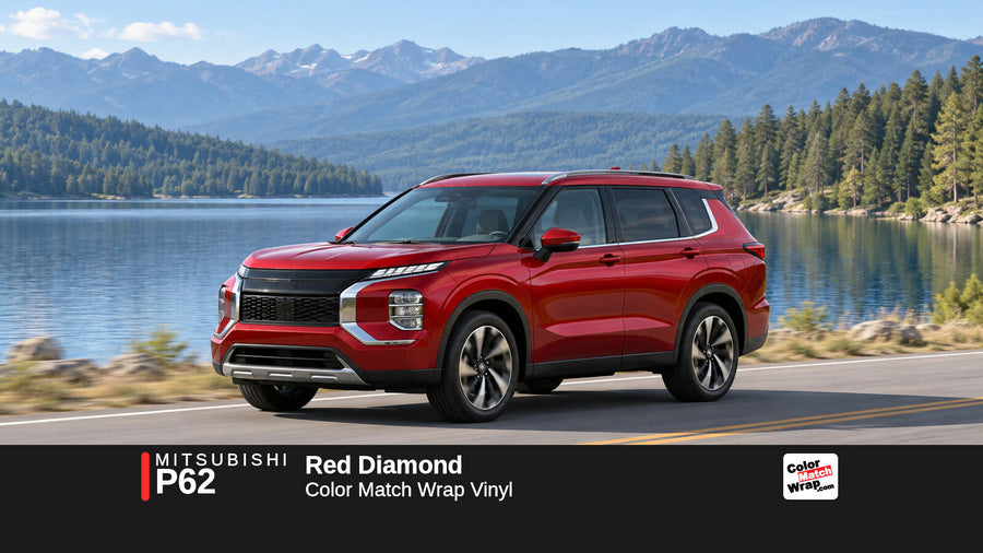 Illustrative Outlander-inspired SUV in Mitsubishi P62 Red Diamond with Color Match Wrap branding