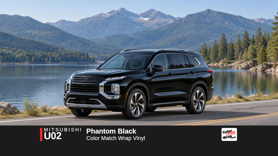 Illustrative Outlander-inspired SUV in Mitsubishi U02 Phantom Black with Color Match Wrap branding