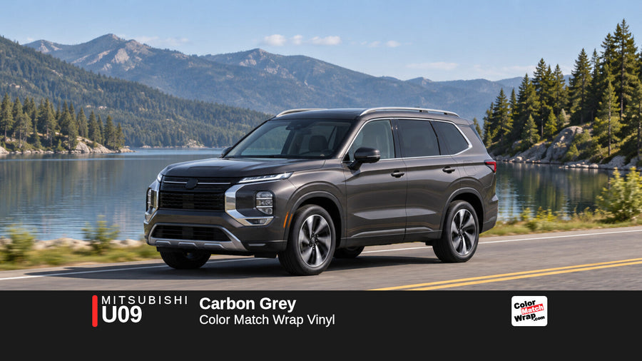 Illustrative Outlander-inspired SUV in Mitsubishi U09 Carbon Grey with Color Match Wrap branding