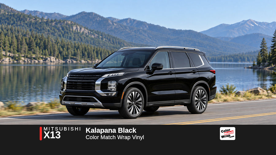 Illustrative Outlander-inspired SUV in Mitsubishi X13 Kalapana Black with Color Match Wrap branding