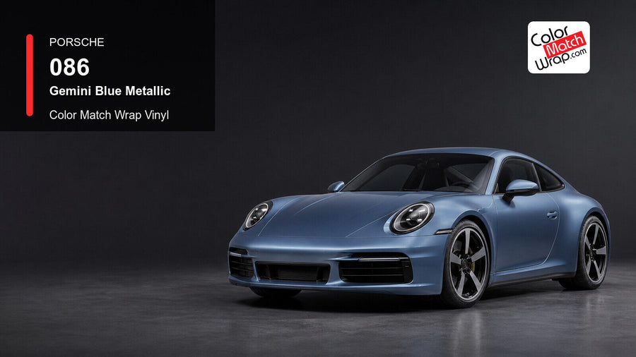 Porsche 086 Gemini Blue Metallic Color Match Wrap Vinyl generated vehicle graphic