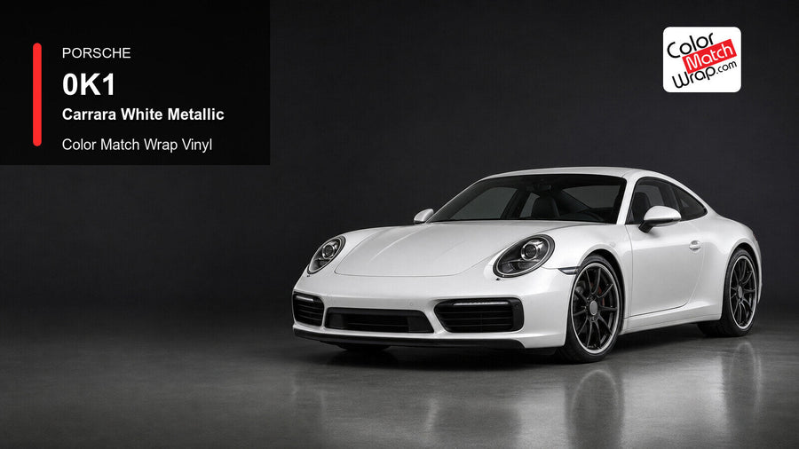 Porsche 0K1 Carrara White Metallic Color Match Wrap Vinyl generated vehicle graphic