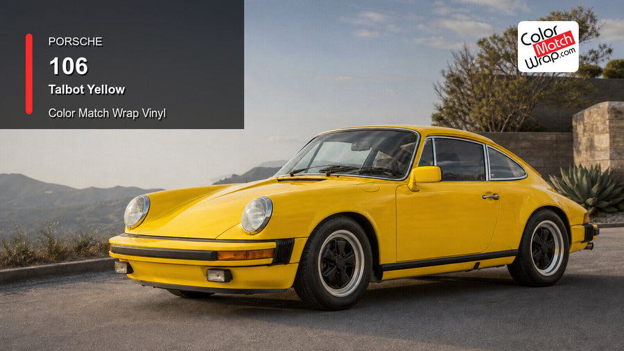 Porsche 106 Talbot Yellow Color Match Wrap Vinyl generated vehicle graphic