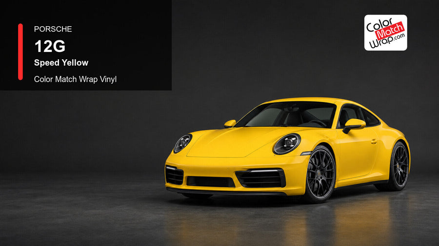 Porsche 12G Speed Yellow Color Match Wrap Vinyl generated vehicle graphic