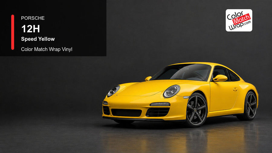 Porsche 12H Speed Yellow Color Match Wrap Vinyl generated vehicle graphic