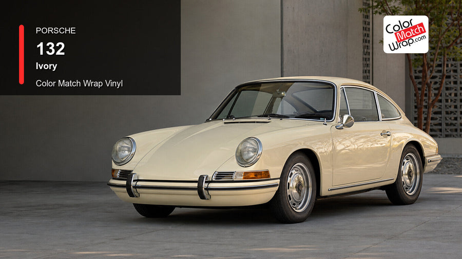 Generated Porsche 911 F-model presentation in Porsche 132 Ivory for paint-code vinyl repair and restoration