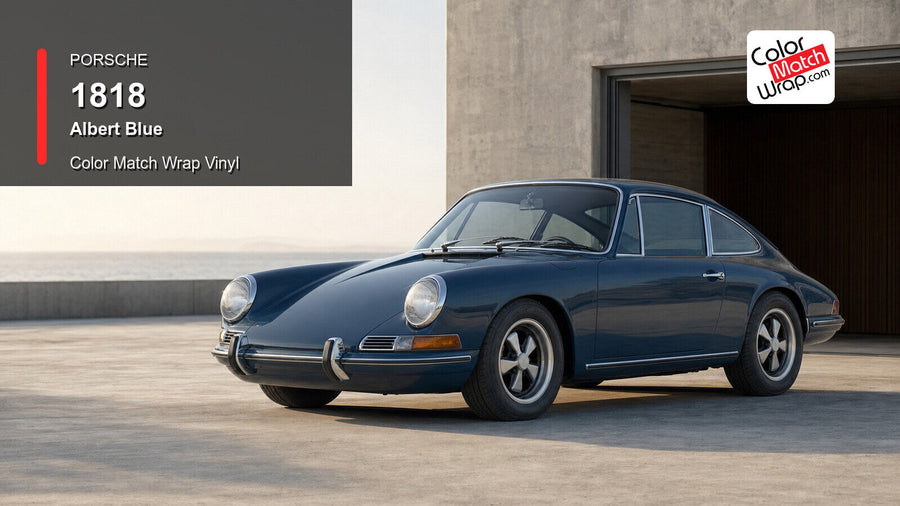 Generated Porsche 911 F-model presentation in Porsche 1818 Albert Blue for paint-code vinyl repair and restoration