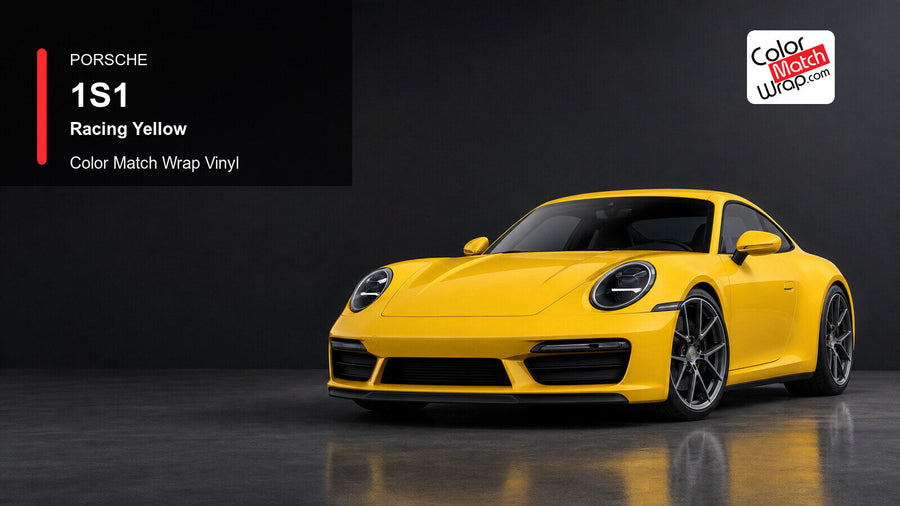 Porsche 1S1 Racing Yellow Color Match Wrap Vinyl generated vehicle graphic
