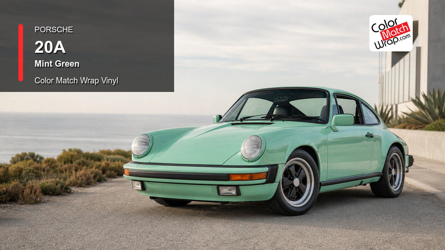 Generated Porsche 911 G-model presentation in Porsche 20A Mint Green for paint-code vinyl repair and restoration