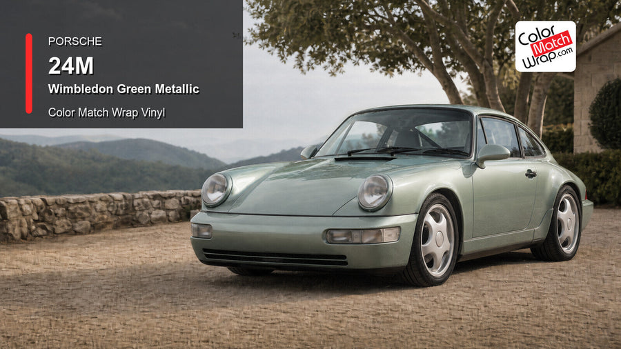Generated Porsche 911 Type 964 presentation in Porsche 24M Wimbledon Green Metallic for paint-code vinyl repair and restoration
