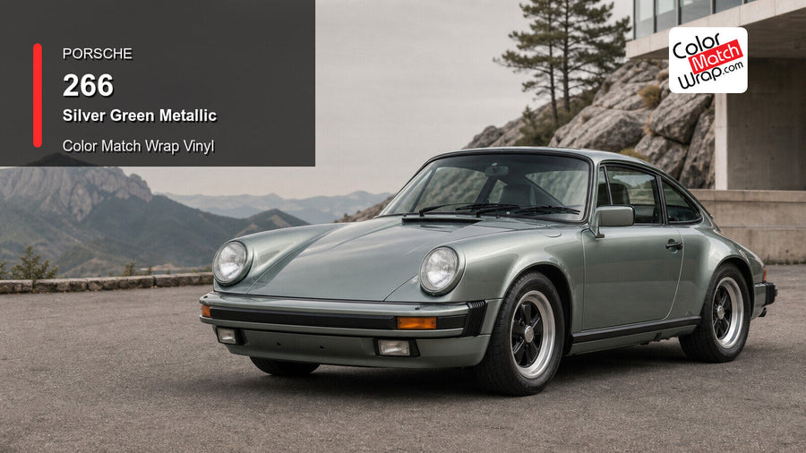 Porsche 266 Silver Green Metallic Color Match Wrap Vinyl generated vehicle graphic