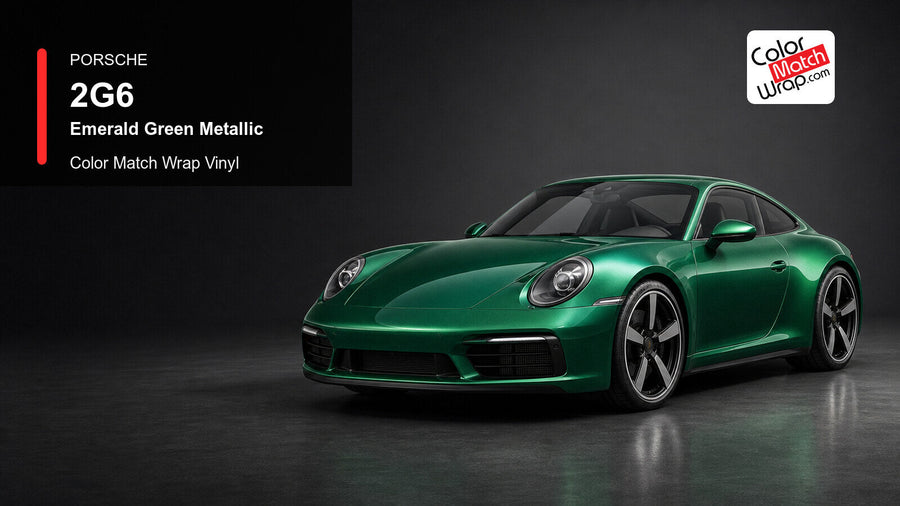 Porsche 2G6 Emerald Green Metallic Color Match Wrap Vinyl generated vehicle graphic