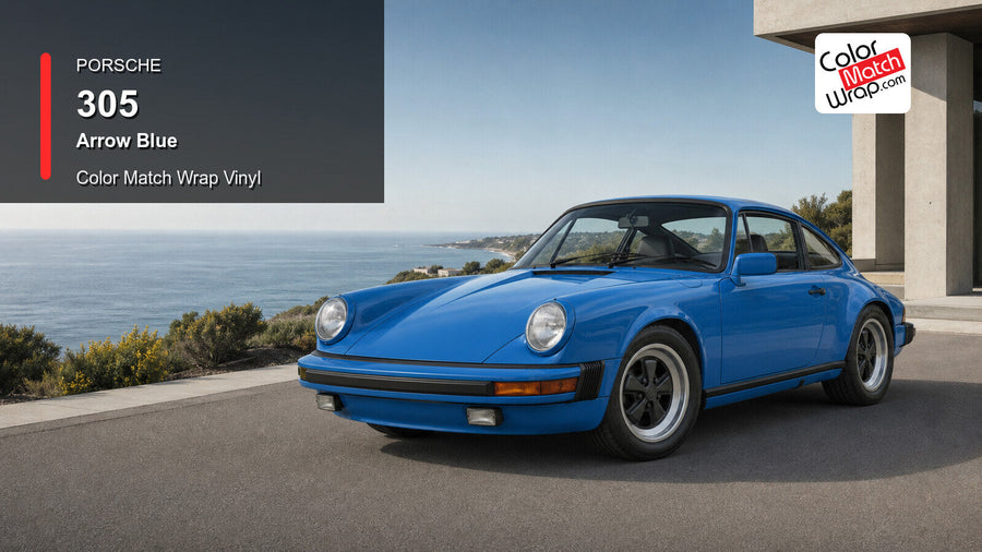 Porsche 305 Arrow Blue Color Match Wrap Vinyl generated vehicle graphic