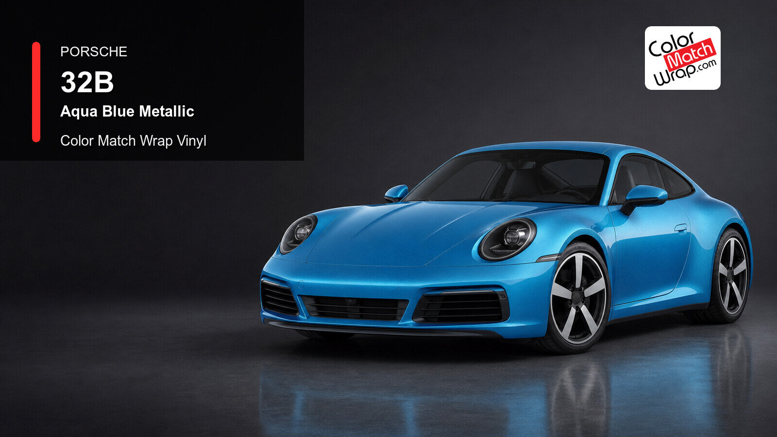 Porsche 32B Aqua Blue Metallic Color Match Wrap Vinyl