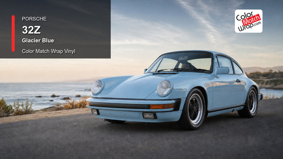 Porsche 32Z Glacier Blue Color Match Wrap Vinyl generated vehicle graphic