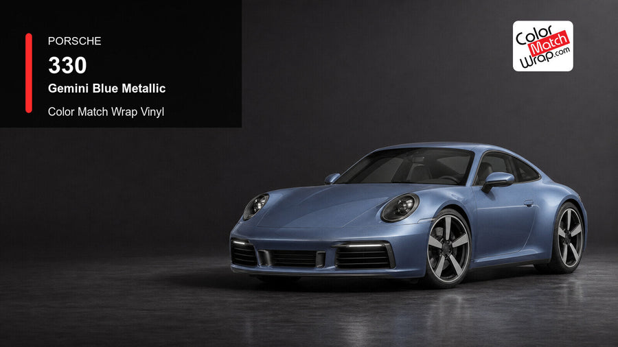 Porsche 330 Gemini Blue Metallic Color Match Wrap Vinyl generated vehicle graphic