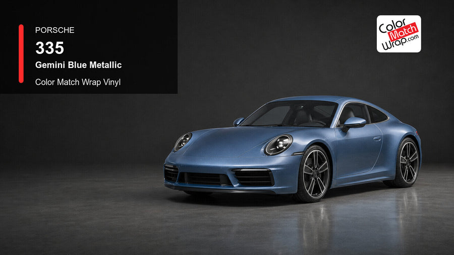 Porsche 335 Gemini Blue Metallic Color Match Wrap Vinyl generated vehicle graphic
