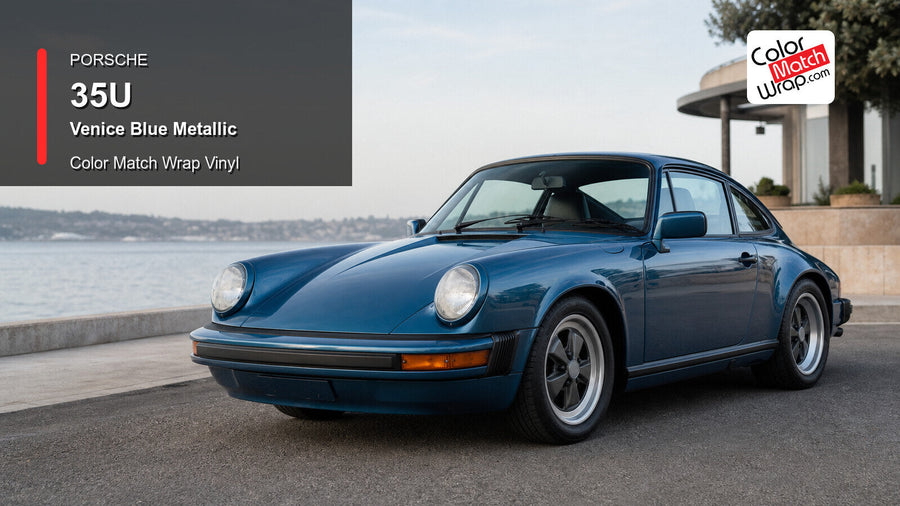 Generated Porsche 911 G-model presentation in Porsche 35U Venice Blue Metallic for paint-code vinyl repair and restoration