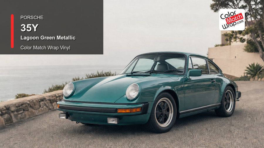 Porsche 35Y Lagoon Green Metallic Color Match Wrap Vinyl generated vehicle graphic