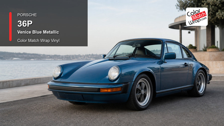 Generated Porsche 911 G-model presentation in Porsche 36P Venice Blue Metallic for paint-code vinyl repair and restoration