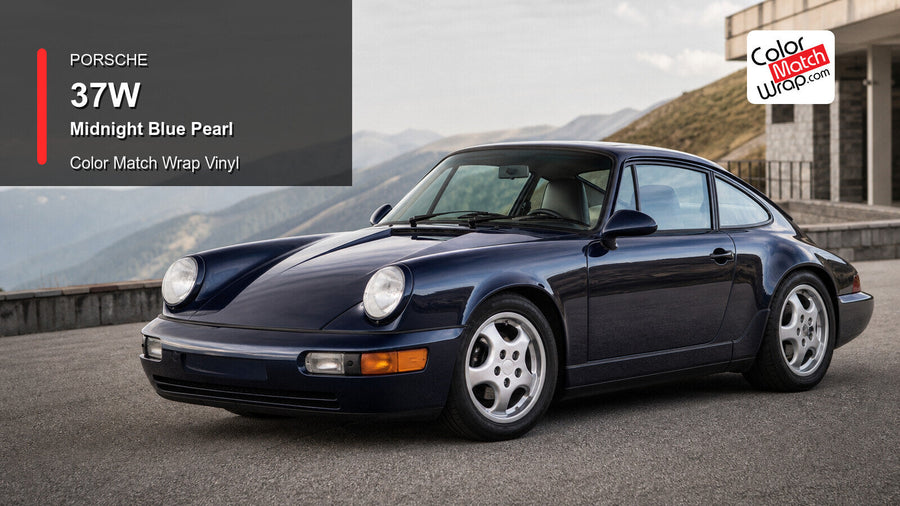 Porsche 37W Midnight Blue Pearl Color Match Wrap Vinyl generated vehicle graphic