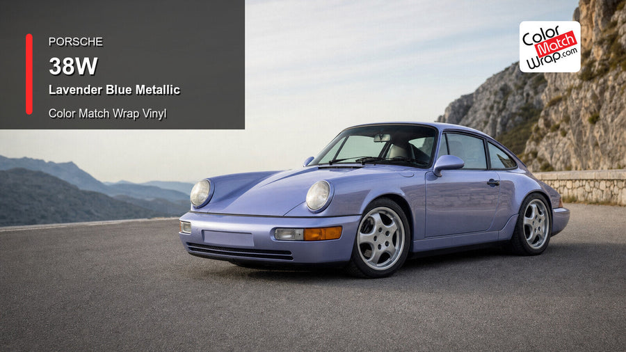 Porsche 38W Lavender Blue Metallic Color Match Wrap Vinyl generated vehicle graphic