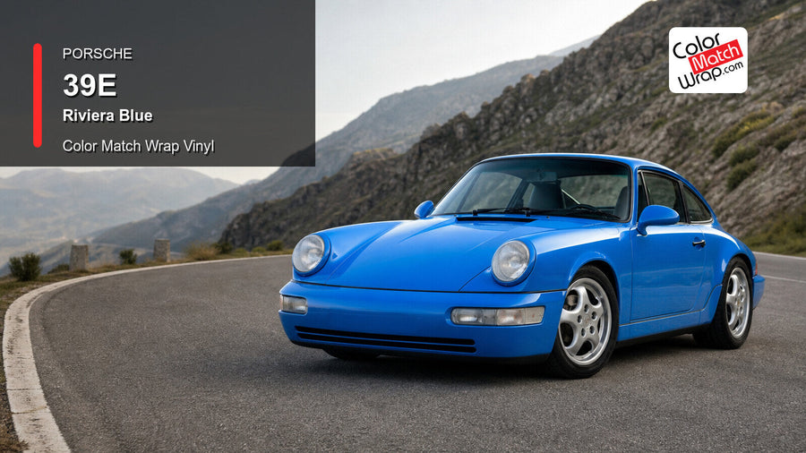 Porsche 39E Riviera Blue Color Match Wrap Vinyl generated vehicle graphic
