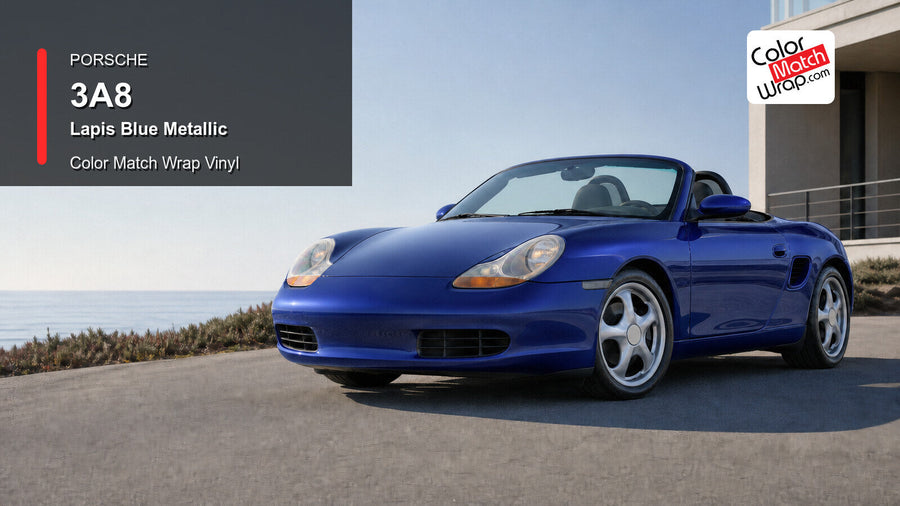 Porsche 3A8 Lapis Blue Metallic Color Match Wrap Vinyl generated vehicle graphic