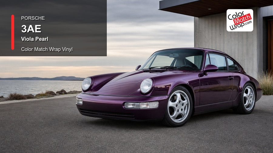 Generated Porsche 911 Type 964 presentation in Porsche 3AE Viola Pearl for paint-code vinyl repair and restoration