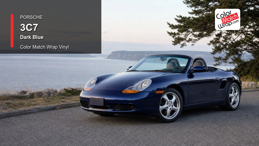 Generated Porsche Boxster Type 986 presentation in Porsche 3C7 Dark Blue for paint-code vinyl repair and restoration
