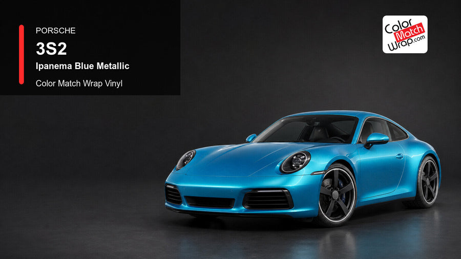 Porsche 3S2 Ipanema Blue Metallic Color Match Wrap Vinyl generated vehicle graphic