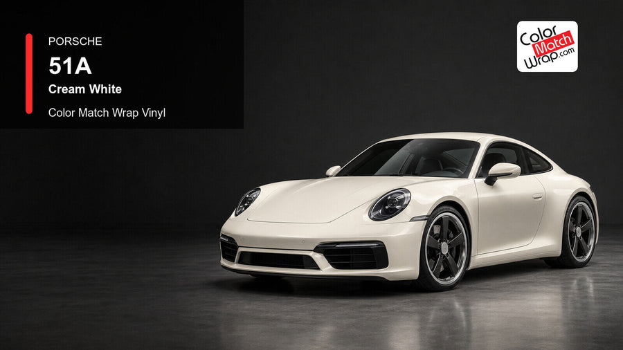 Porsche 51A Cream White Color Match Wrap Vinyl generated vehicle graphic