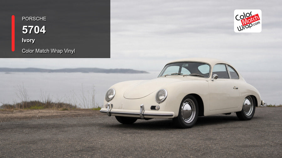 Generated Porsche 356 presentation in Porsche 5704 Ivory for paint-code vinyl repair and restoration