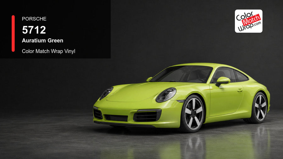 Porsche 5712 Auratium Green Color Match Wrap Vinyl generated vehicle graphic