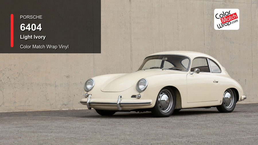 Generated Porsche 356 presentation in Porsche 6404 Light Ivory for paint-code vinyl repair and restoration