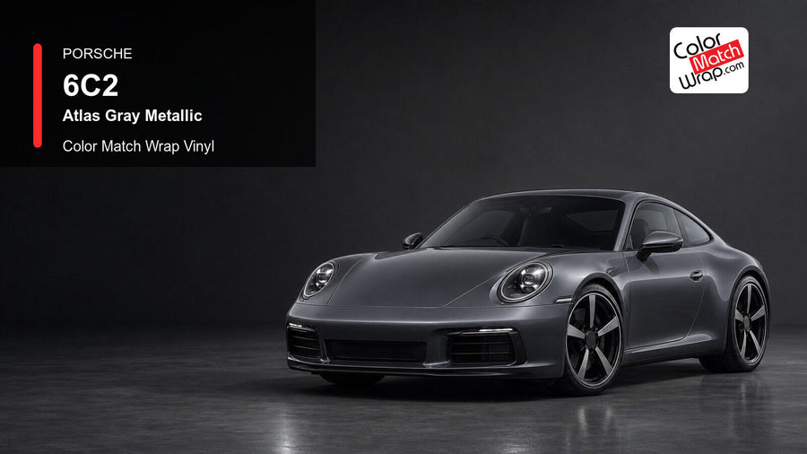 Porsche 6C2 Atlas Gray Metallic Color Match Wrap Vinyl generated vehicle graphic