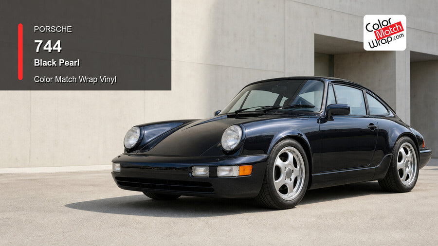 Generated Porsche 911 Type 964 presentation in Porsche 744 Black Pearl for paint-code vinyl repair and restoration