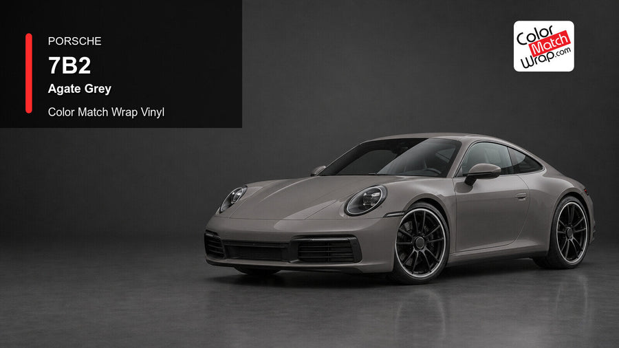 Porsche 7B2 Agate Grey Color Match Wrap Vinyl generated vehicle graphic
