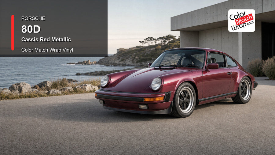 Porsche 80D Cassis Red Metallic Color Match Wrap Vinyl generated vehicle graphic