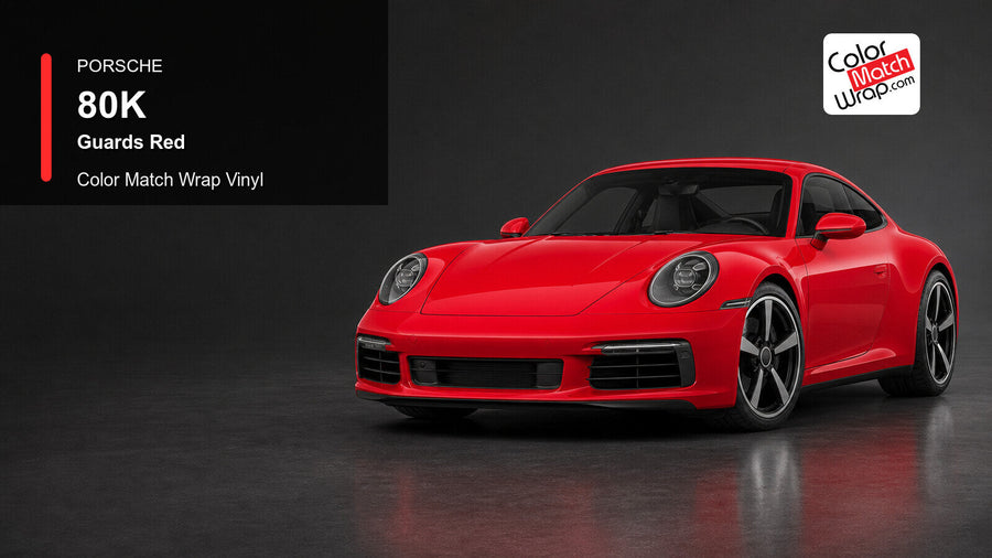 Porsche 80K Guards Red Color Match Wrap Vinyl generated vehicle graphic