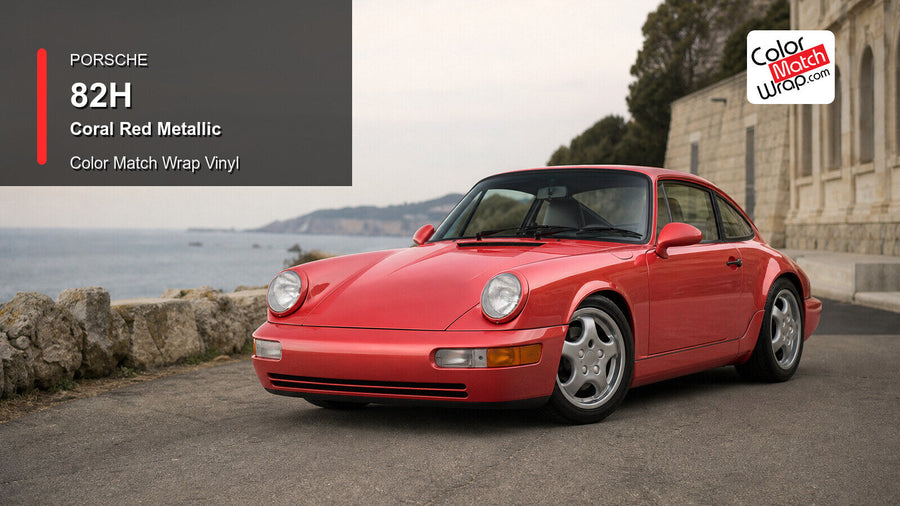 Porsche 82H Coral Red Metallic Color Match Wrap Vinyl generated vehicle graphic